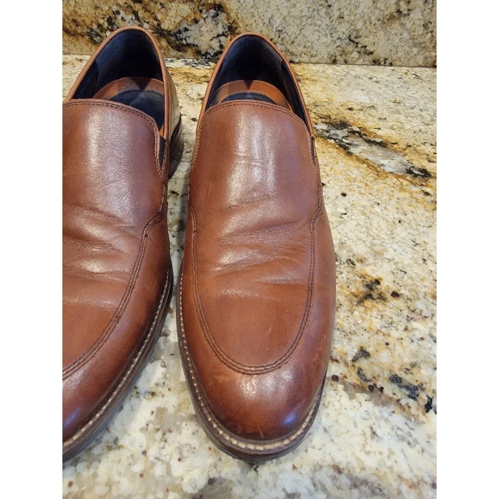 Cole Haan Grand.OS Shoes Mens US 9.5M Tan Leather Slip On Oxford Dress Casual